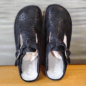 Alegria Black Suede Clog With Faux Fur Lining Size 40 Unworn